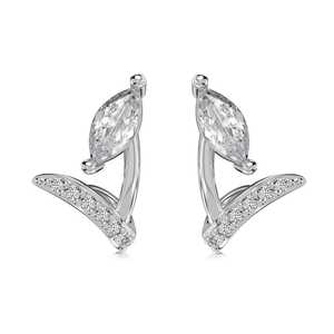 Lab Grown Diamond Stud <b>Earring</b> Custom 925 Sterling Silver Marquise Cut Round Cut Cluster Geometric Curved Floral Studs Wholesale - Product Image 3