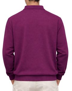 เสื้อโปโลแขนยาวสีม่วงสำหรับผู้ชาย ผ้าคอตตอนผสมเนื้อนุ่ม สวมใส่สบาย คอปกคลาสสิก เหมาะสำหรับฤดูหนาว ผลิตโดยผู้ผลิต - Product Image 2