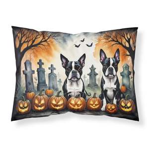 Boston Terrier Spooky Halloween funda de almohada estándar ligero súper suave fácil cuidado decorativo ilustraciones hoja y juegos de fundas de almohada - Product Image 1