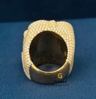Anillo de lujo para hombre, de oro amarillo macizo de 14K, con diamante moissanita de corte redondo, claridad VVS, completamente cubierto de diamantes, con forma de serpiente, estilo hip hop.