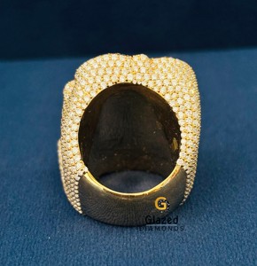 Anillo de lujo para hombre, de oro amarillo macizo de 14K, con diamante moissanita de corte redondo, claridad VVS, completamente cubierto de diamantes, con forma de serpiente, estilo hip hop. - Product Image 6