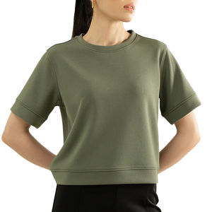 Nueva Camiseta Corta de Verano para Mujer, Cuello Redondo, 100% Algodón, Secado Rápido, Transpirable, Anti-UV, Hecha en Pakistán - Product Image 1