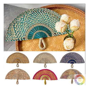 Natural Seagrass Cooling Fan Handmade Woven Straw Fan OEM Private Label Wholesale Factory Direct Vietnam Export Supplier - Product Image 1