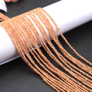 ลูกปัดมูนสโตนสีพีชธรรมชาติเคลือบเงิน คุณภาพสูง ขนาด 2-2.5 มม. รูปทรงรอนเดลล์ ความยาว 13 นิ้ว สำหรับทำเครื่องประดับ - Product Image 5