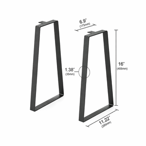 Pieds de table trapézoïdaux en acier, 16 pouces, capacité de charge de 400 lb, 2 pièces, pieds de meubles pour tables basses, bureaux, bancs, tables de nuit, EDPTBL009 - Product Image 6