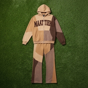 Mens Color Block Patchwork Tracksuit <b>Set</b> Hoodie <b>Jogger</b> Pants Custom Streetwear Sportswear <b>Matching</b> Outfit Urbanwear - Product Image 5