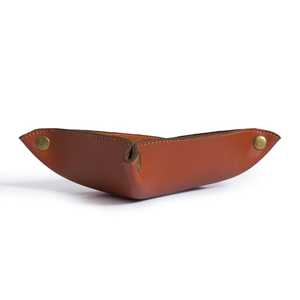 Plateau à monnaie en cuir véritable fait main, petite boîte de rangement pour bijoux, organiseur de bureau, sac de rangement en cuir véritable GLTY-0028 - Product Image 2