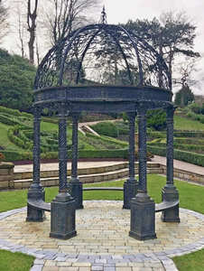 Gazebo de jardin classique en fer forgé, résistant à la rouille, design victorien, résistant aux intempéries, montage facile, finition noire, option écran. - Product Image 5