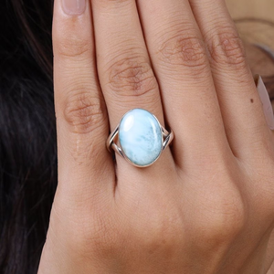 แหวนพลอยลาริมาร์ เงินแท้ 925 แหวนพลอยสีน้ำเงิน - Product Image 5