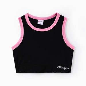 Ensembles sportifs d'été pour enfants, vêtements en polyester et spandex pour petites filles, 2 pièces, débardeur et short avec nœud papillon - Product Image 2