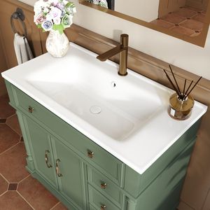 Lavabo de Baño Independiente de Estilo Rústico de Mediados de Siglo de 35.6 Pulgadas con Base de Columna Romana de Estilo Empire y Almacenamiento - Product Image 6