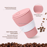 Taza de Café de Silicona Personalizada, Linda, Kawaii, Creativa, de Goma Suave, Plegable, Deportiva, Desechable, Portátil, Reutilizable, Roja, para Bebidas Calientes/Frías