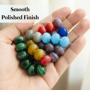 Cuentas Sueltas de Vidrio Estilo Murano con Rayas Multicolores |   Cuentas espaciadoras redondas hechas a mano de 12x16mm para hacer pulseras y manualidades - Product Image 4