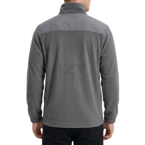 Chaqueta de Forro Polar con Cierre Completo y Cuello Alto, Color Gris Jaspeado, Mangas Raglán, Bolsillos Laterales, Estilo Vintage - Product Image 2