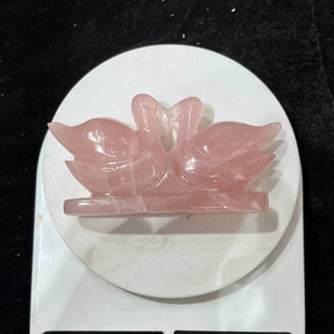 Wholesale Natural Rose Quartz Gemstone Swan Pair Carving Duck Love Birds <b>Statue</b> Feng Shui Healing Home Decor Gift - Product Image 4