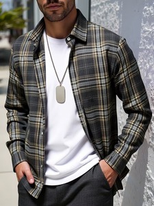 Camisa a Cuadros Personalizada para Hombre, Manga Larga, Casual, con Botones, de Algodón, Cómoda, Transpirable, a la Moda, Proveedor OEM al por Mayor - Product Image 2