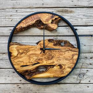 Hand Crafted Round Teak Wood Wall <b>Clock</b> Natural Grain Decorative Timepiece Framed Wooden <b>Clock</b> for Living Room Bedroom - Product Image 2