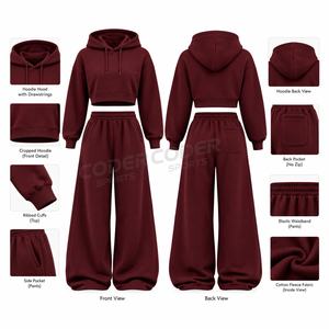 Conjunto Deportivo de Dos Piezas para Mujer, Sudadera Oversize con Ribete y Logotipo Personalizado OEM, Ropa Deportiva Transpirable, Venta al Por Mayor 2026 - Product Image 5
