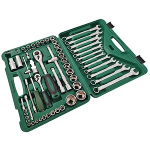 Ensemble d'outils mécaniques de 61 pièces, jeu de douilles à cliquet de 1/2" et 1/4" avec douille hexagonale de 17 mm et clés à cliquet - Product Image 3