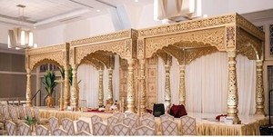 รัศมีรามมณฑลราชมัณฑลสำหรับห้องจัดเลี้ยงขนาดใหญ่ในสหรัฐอเมริกา งานแต่งงานแบบอินเดียที่มีสไตล์ รัศมีรามมณฑลแบบดั้งเดิม รัศมีรามมณฑลทรงสี่เหลี่ยมสีทองมงคลในสหรัฐอเมริกา - Product Image 4