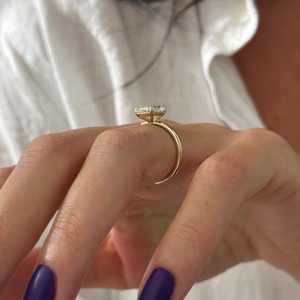 2 Carat Elongated Cushion Lab Created Diamond Engagement <b>Ring</b>, 14k Gold Minimalist <b>Thin</b> Solitaire <b>Ring</b>, IGI Certified - Product Image 5