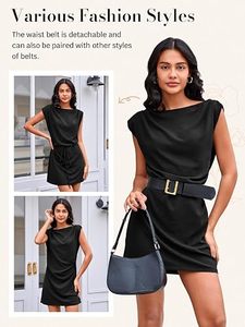 Cinturón negro de PU para mujer con hebilla de placa, estilo Obi, cinturón para la cintura, accesorio para vestido - Product Image 4