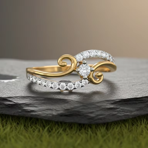 Bague de fiançailles en or et diamants pour femme avec design en spirale en forme de S - Bijoux fins pour cadeau d'anniversaire - Product Image 3