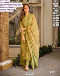 Conjunto de Kurta de Algodón Cambray Largo Hasta el Suelo, Tradicional para Mujer, Marca Noor Royale, para Bodas y Diwali - Product Image 2