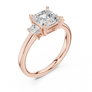 Anillo de boda de lujo en oro rosa de 14 quilates con diamante de corte Asscher cultivado en laboratorio, elegante joyería de diamantes para mujeres y niñas. - Product Image 4
