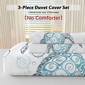 Set Copripiumino a Tema Tartaruga Marina Blu Acqua con 2 Cuscini, Biancheria da Letto a Tema Spiaggia e Oceano - Product Image 4