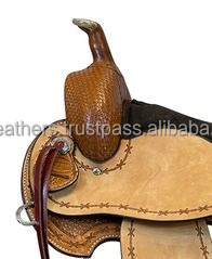 Selle d'équitation élégante en cuir original Western Barrel Riding Saddle Pleasure Trail All Around Selle de haute qualité - Product Image 5