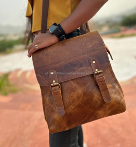 Nuevo mensajero dos en uno con mochila de cuero de grano completo, bolsas de viaje hechas a mano reales, mochila multiusos, mochilas escolares - Product Image 2