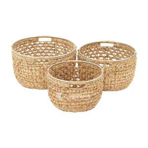 Paniers de rangement en jacinthe avec poignées - Petites/grandes tailles |   Ensemble de meubles en osier en gros - Product Image 3