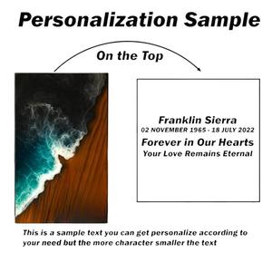 กล่องใส่เถ้ากระดูกทำมือจากไม้พะยูง: กล่องเก็บของที่ระลึกเรซิ่นสีดำลายมหาสมุทร สำหรับใส่เถ้ากระดูกมนุษย์ ขนาดกลาง 9x5.5 นิ้ว - Product Image 3