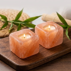 Portavelas Cuadrado de Sal Rosa del Himalaya Natural, Pulido, Decoración Moderna para el Hogar, Soporte para Velas de Té - Product Image 6