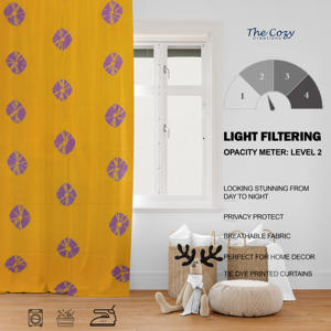 Rideau en coton imprimé tie-dye, tissu naturel, style bohème, pour chambre d'hôtes, villa, maison, fabricant en gros en Inde - Product Image 6