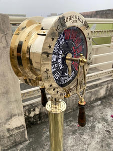เครื่องควบคุมความเร็วทองเหลืองโบราณแบบเทเลกราฟพร้อมฐานไม้ ของตกแต่งสไตล์เรือเดินสมุทรสำหรับตกแต่งบ้านและสำนักงาน - Product Image 2
