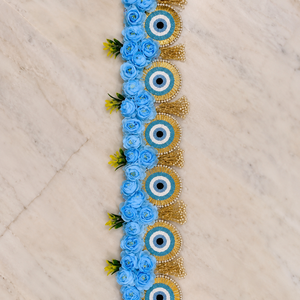 Toran de porte œil porte-bonheur rose bleu avec pompons dorés pour entrée principale, salle de prière, festival, décoration suspendue pour la maison - Product Image 3