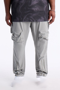 Wholesale Men <b>Light</b> Gray Utility Cargo Pants Technical Woven Zipper Leg Streetwear Trouser Supplier Men's Pants & Trousers - Product Image 2