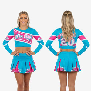 ชุดยูนิฟอร์มเชียร์ลีดเดอร์สำหรับฝึกซ้อม ขายพร้อมเสื้อครอปท็อปทรงสปอร์ตสวมใส่สบาย ออกแบบมาสำหรับทีมเชียร์และเต้นรำ ชุดยูนิฟอร์มแบบซับลิเมชั่น - Product Image 1