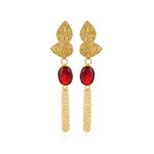 <b>Garnet</b> Hydro Gemstone Brass <b>Earrings</b> Gold Plated Handmade Jewelry Bezel Setting Shilpi Impex for Women Wholesale Lot 10 Pairs - Product Image 1