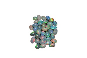 Material de joyería de piedras preciosas sueltas de corte cabujón blanco ópalo etíope de fuego Natural de buena calidad en forma de pera ovalada de mayorista - Product Image 2