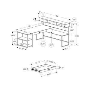 Scrivania per Computer Moderna Contemporanea in Laminato Bianco e Metallo Grigio, a Forma di L con Cassetti Portaoggetti per Ufficio e Lavoro con Laptop - Product Image 4