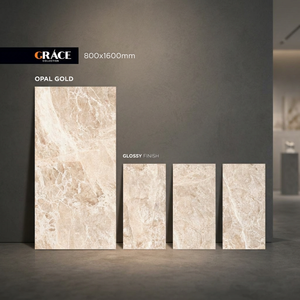 Carreaux de sol et de mur en porcelaine brillante Opal Gold 800x1600mm, design marbre doré luxueux 80x160cm - Product Image 1