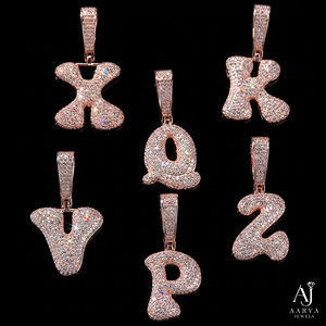 Rose <b>Gold</b> Plated Hip Hop <b>Letter</b> Charm Iced Zircon Pendant Initial Jewelry Gift for Unisex Party Occasions - Product Image 3