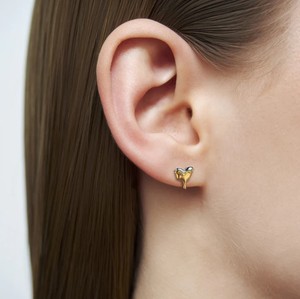 Boucles d'oreilles clous en forme de cœur doré fondu en argent sterling 925, bijoux élégants et luxueux pour femme, cadeau de mariage - Product Image 3