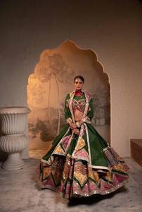 Lehenga de Algodón Muselina con Estampado Digital y Encaje Lampi, Blusa sin Coser y Dupatta para Navratri - Product Image 4