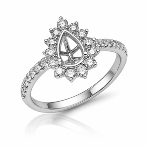 Bague de fiançailles semi-montée classique en or blanc 18 carats, certifiée IGI, taille brillant rond, sertissage halo, bague de mariage OEM/ODM, MOQ 1 pièce - Product Image 1
