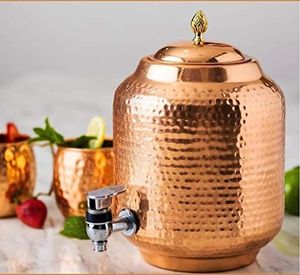 Refroidisseur d'eau en cuivre martelé à la main, fabriqué en métal épais pour une robustesse, une durabilité et une longue durée de vie. - Product Image 3