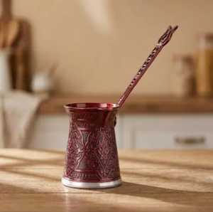 Cafetera Turca de Acero Inoxidable, Cezve con Patrón de Diamantes, Cafetera Ibrik para Estufa con Tapa Dorada para el Hogar - Product Image 5